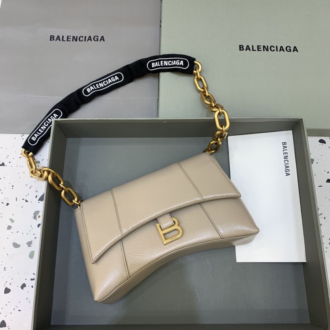 Balenciaga Downtown XS Shoulder Bag With Chain Apricot